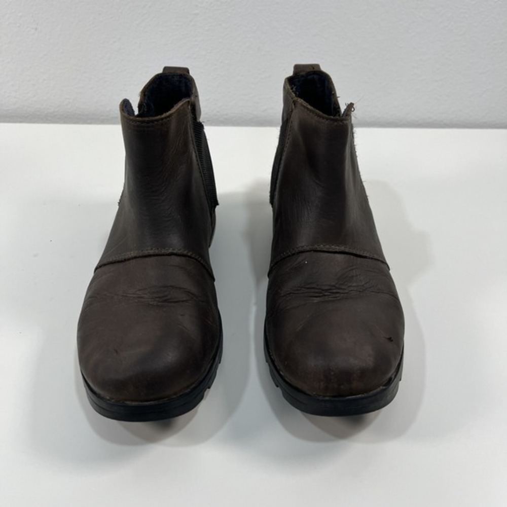 Sorel Women's Size 7 Emelie Waterproof Chelsea Booties Boots Gray Brown Black